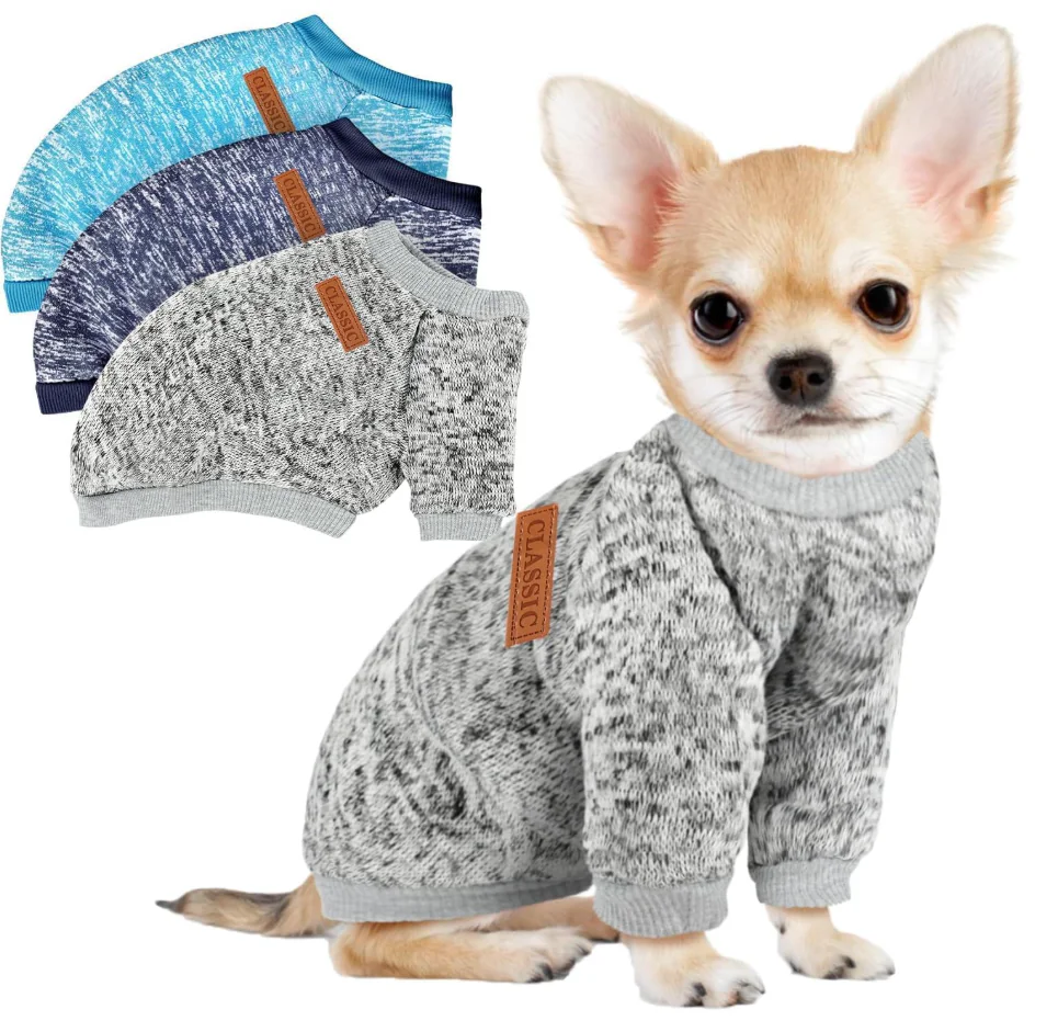3 Pack Dog Sweaters for Small Dogs Girl Boy Winter Fleece Clothes Warm Soft Dog Sweatshirt Outfit for Dogs Cats Pet Apparel (S)