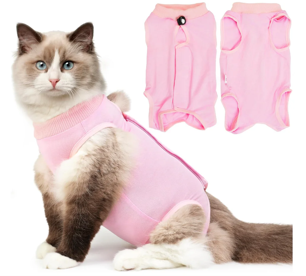 Cat Recovery Suit for Abdominal Wounds or Skin Diseases, Cat Onesie for Cats After Surgery Female Kitten Recovery Suit, Breathable E-Collar Alternative for Cats After Spay Anti Licking Wounds(M)