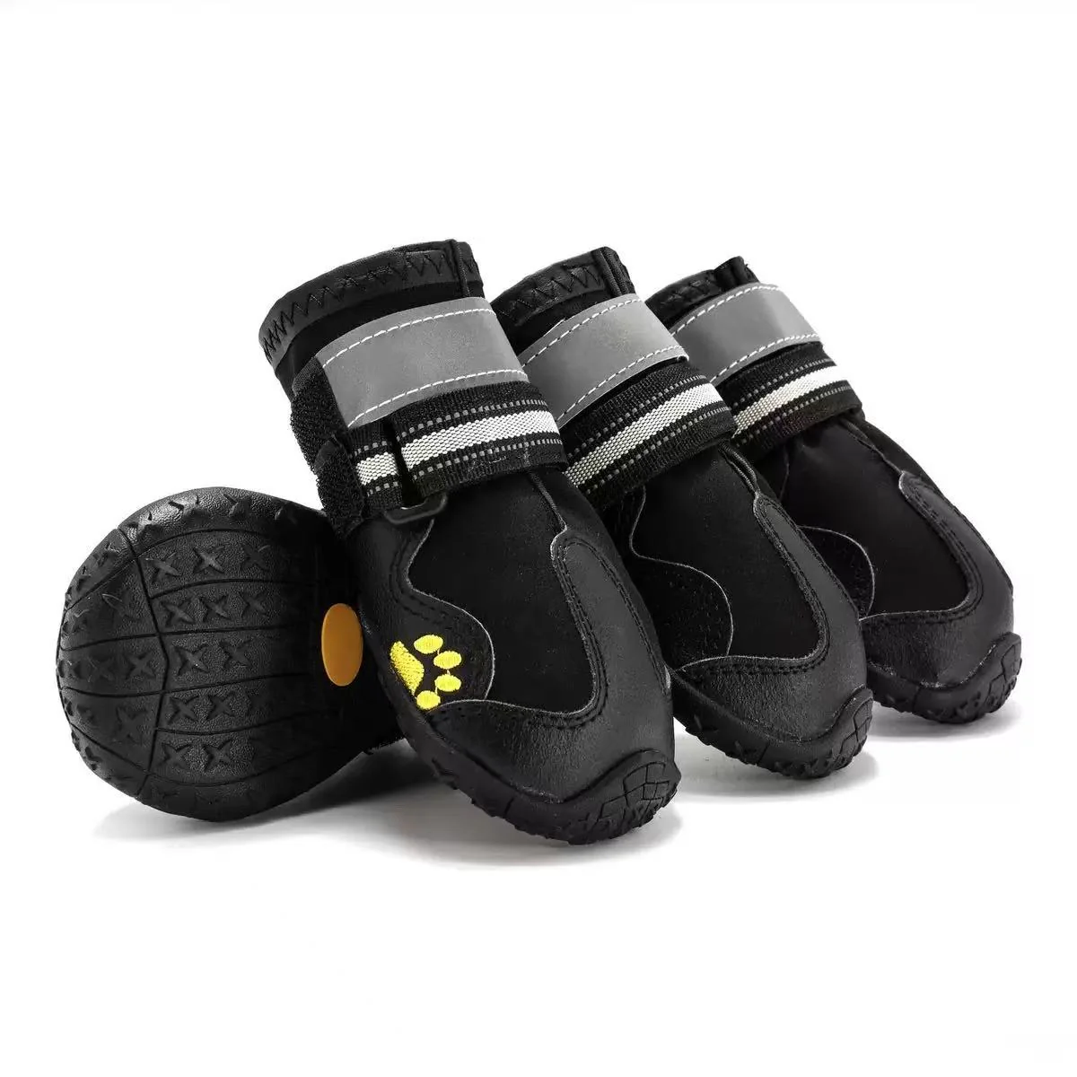 Four dog Shoes for Large Dogs, Medium Dog Boots & Paw Protectors for Winter Snowy Day, Summer Hot Pavement, Water-Resistant in Rainy Weather, Outdoor Walking, Indoor Hardfloors Skid-Resistant Sole