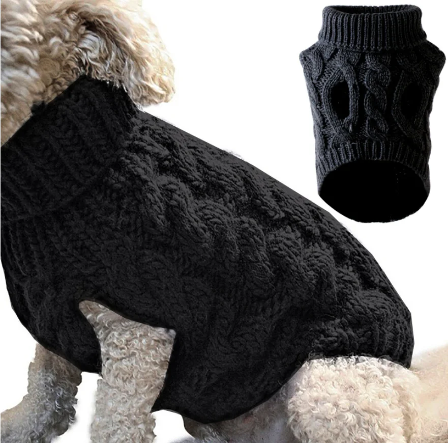 Winter clothing for dogs and cats: sweaters, warm turtlenecks, vests, black, (M)