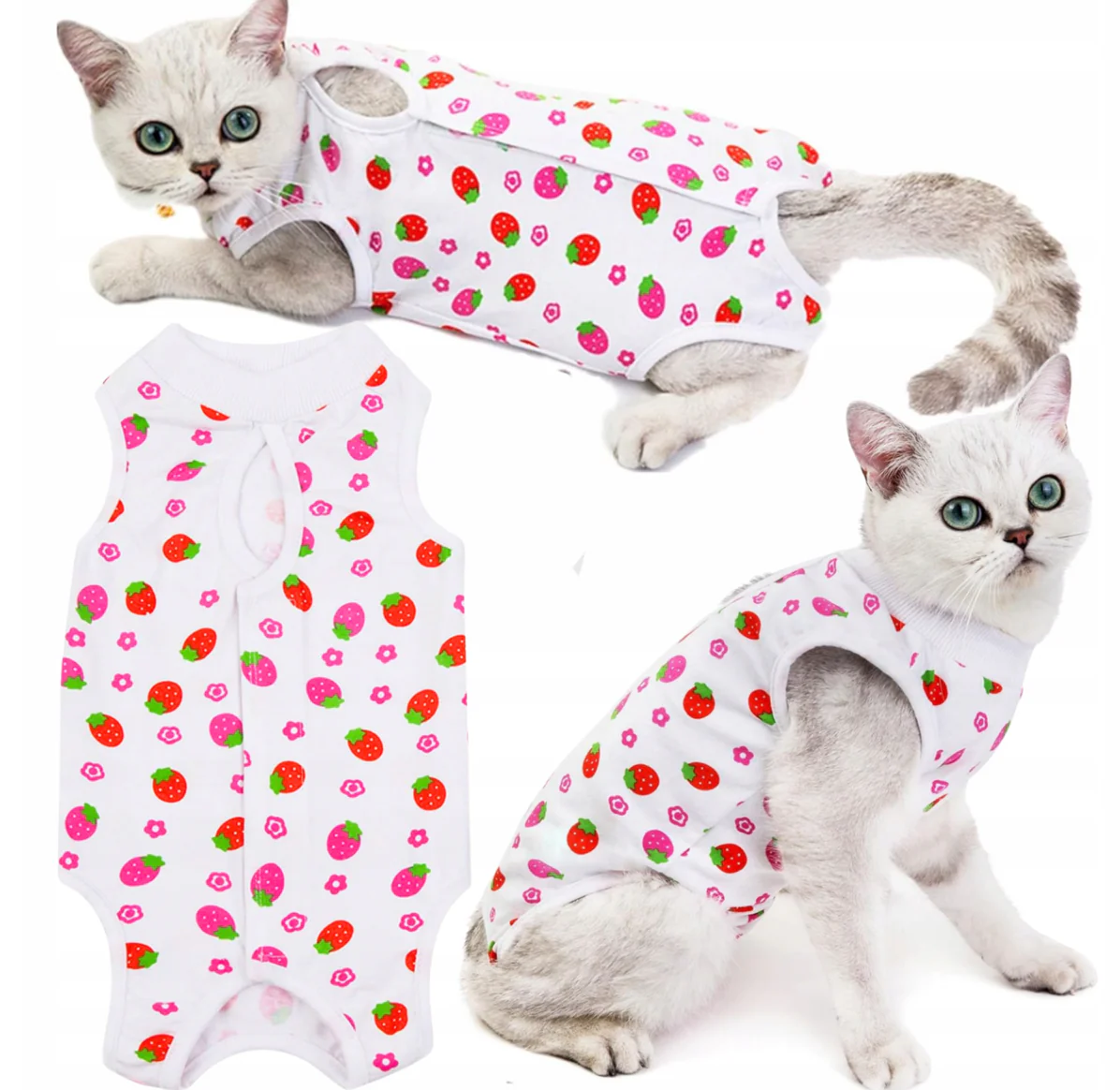 Post-operative clothing for cats and dogs, comfortable cotton apron-style robe, (S)