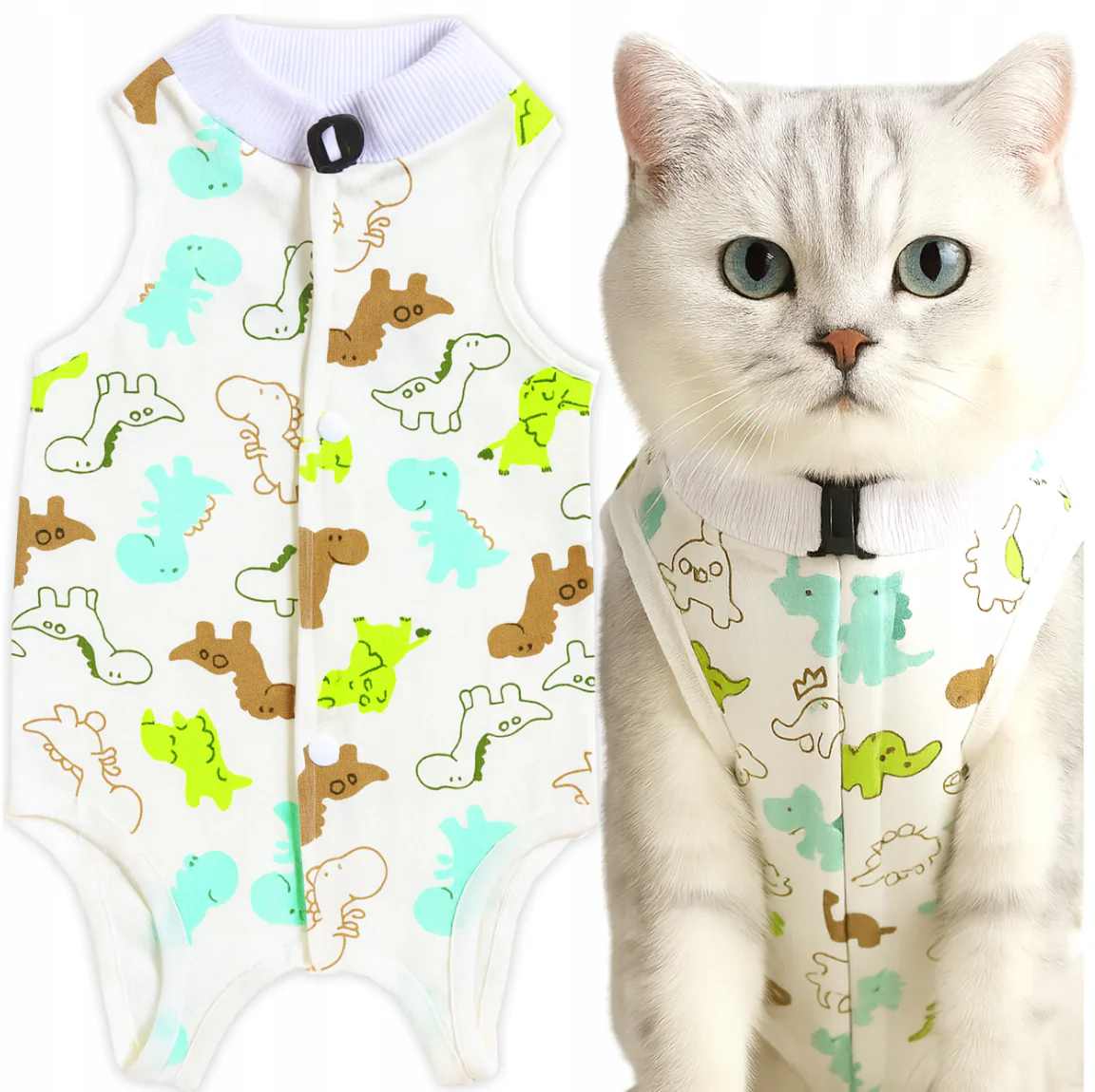 Post-operative clothing for cats and dogs, comfortable cotton apron-style robe, (S)