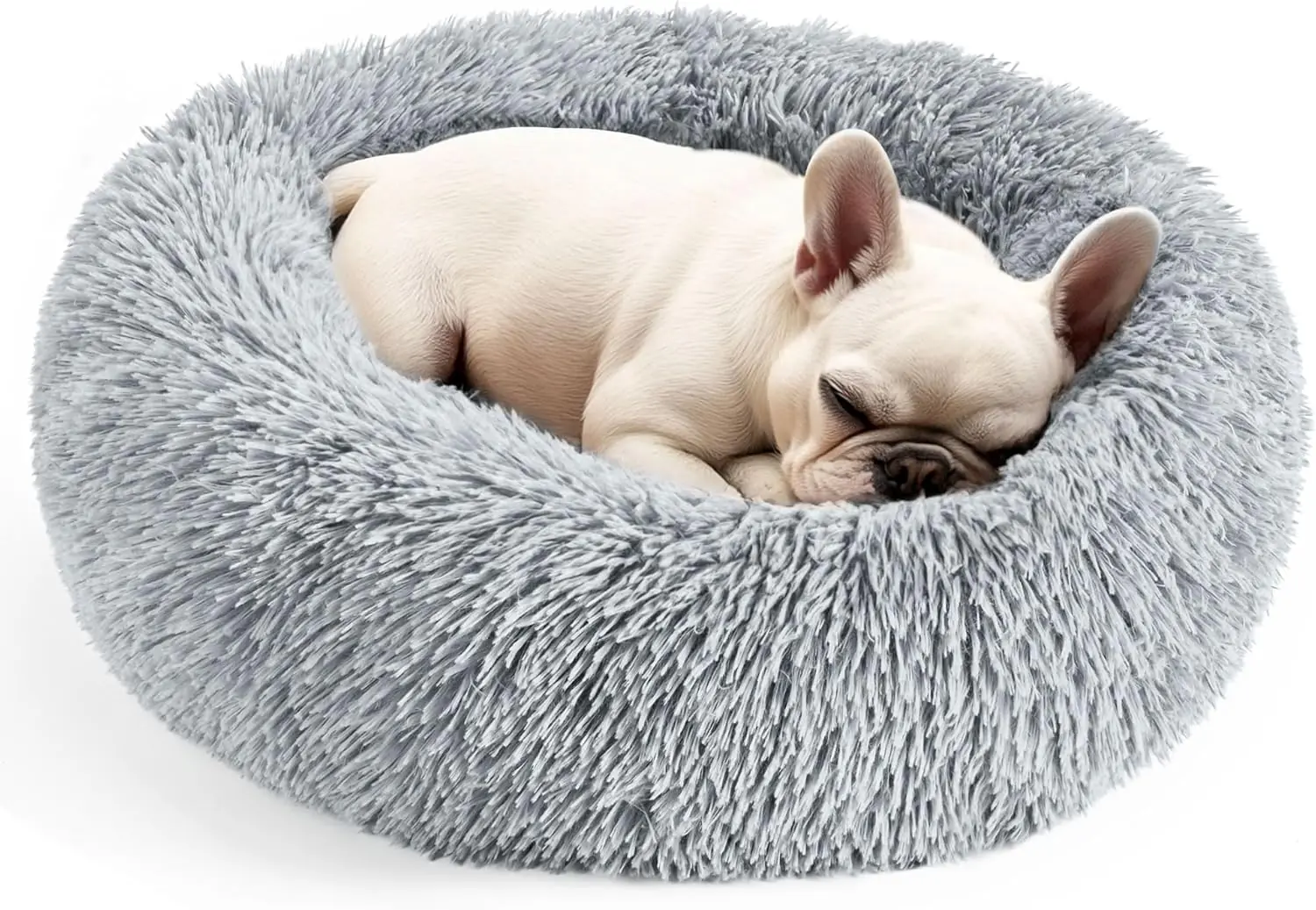 Dog & Cat Bed for Indoor Cats, Calming Donut Bed for Puppy and Kitten, Washable Round Fluffy Pet Bed for Small Medium Dogs and Cats (M-50cm)