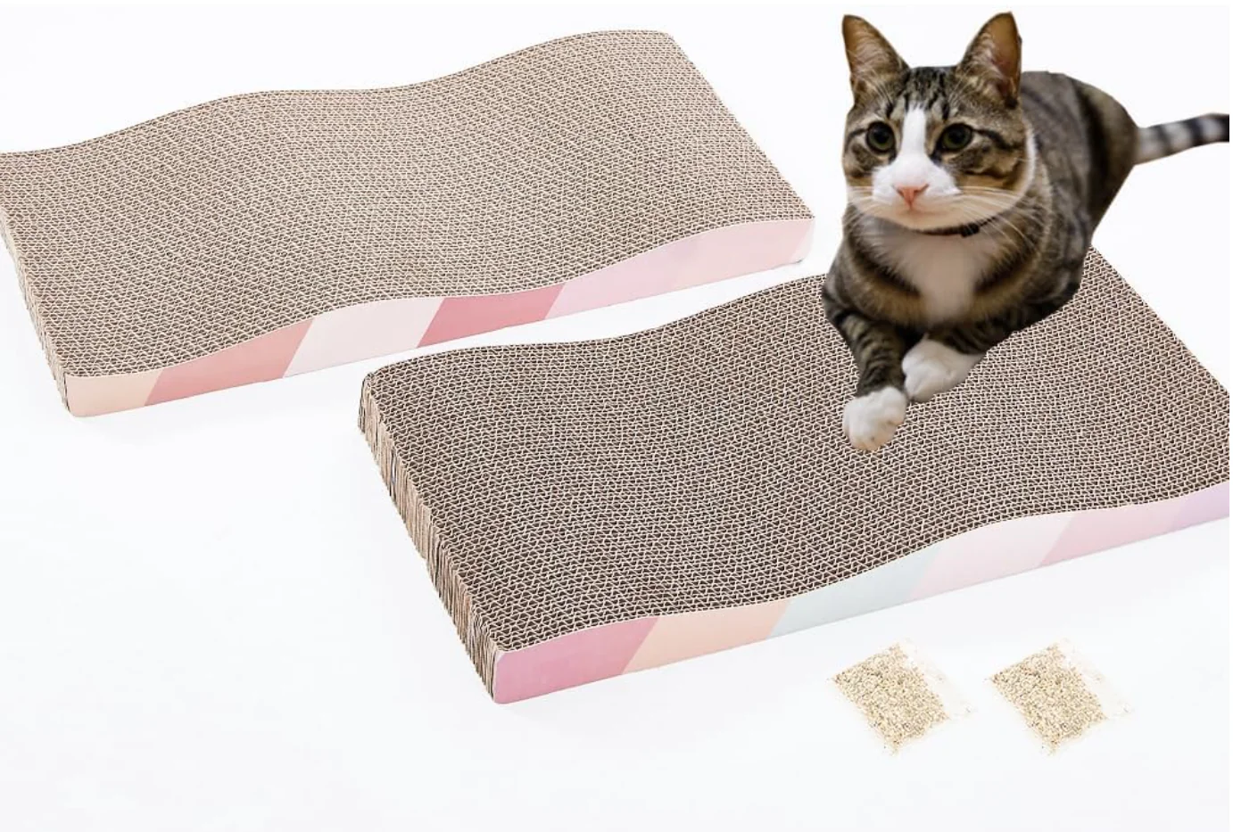 Cat Scratching Board cat Scratcher Cat Scratch Pad Cardboard cat scratchers for Indoor Cats Reversible Large Wide Corrugated with Catnip (2pack)