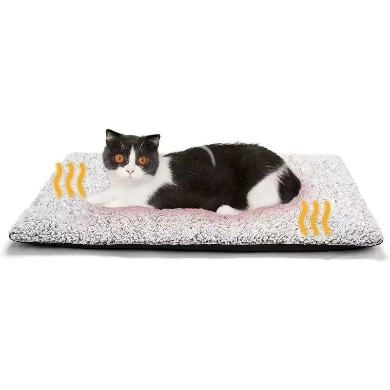 Self Warming Cat Bed Self Heating Cat Dog MatExtra Warm Thermal Pet Pad for Indoor Outdoor Pets with Removable Cover Non-Slip Bottom Washable Non Electric (S)