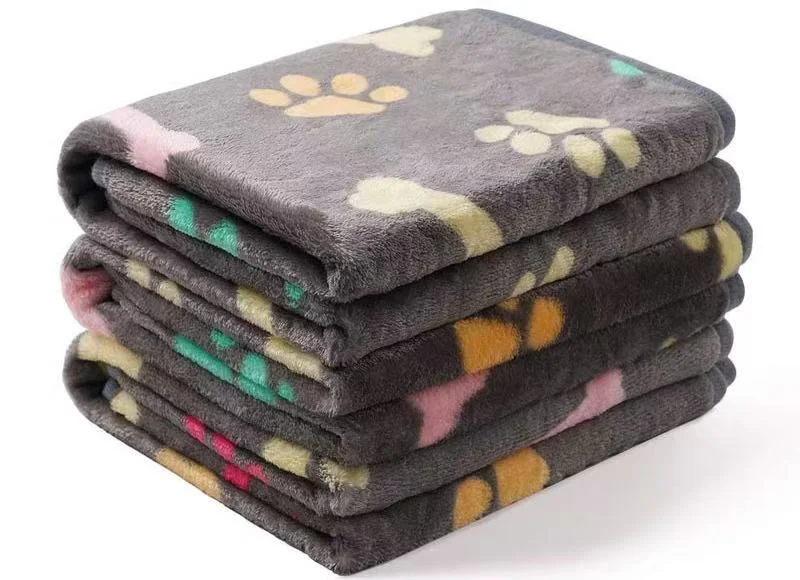 3 Blankets Fluffy Premium Fleece Pet Blanket Flannel Paw Printed Throw for Dog Cat(Small- 60*40cm)