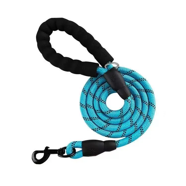 Rope Dog Leash with Comfortable Padded Handle, Highly Reflective Threads Leash for Medium Large Dogs