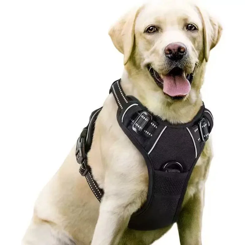 Dog Harness No Pull with 2 Leash Clips, Adjustable Soft Padded, Reflective Oxford No Choke Pet Vest with Easy Control Handle for Large Dogs, ??L??