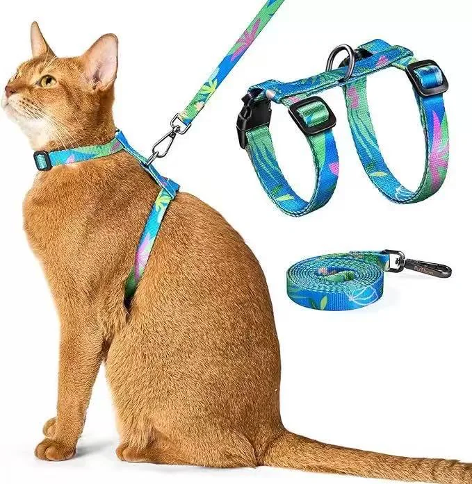 Cat Harness and Leash Set - Escape Proof Adjustable Cat Harness, Comfortable Soft Lightweight, Use Safe & Easy, Walking Travel Kitten Harness for Small Medium Large Cats