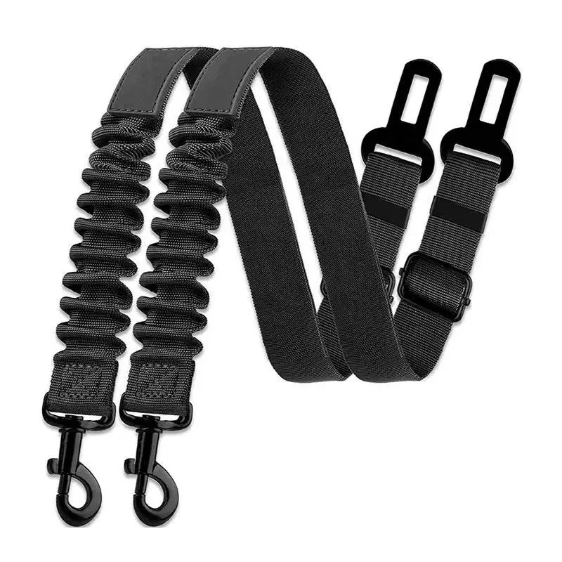 Dog Seat Belt, Retractable Dog Car Harness Adjustable Dog Seat Belt for Vehicle Nylon Pet Safety Seat Belts Heavy Duty & Elastic