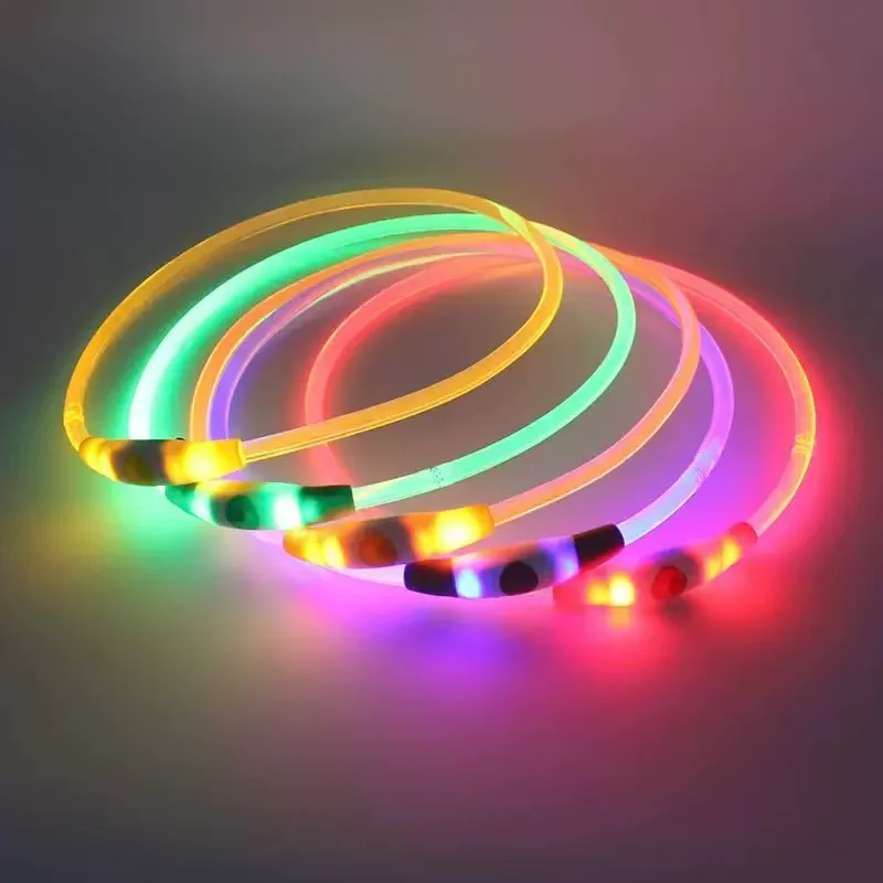Led Dog Collar, USB Rechargeable Flash Dog Necklace Light, Pet Safety Collar Makes Your Beloved Dogs Be Seen at Night for Small Medium Large Dogs, 70cm L