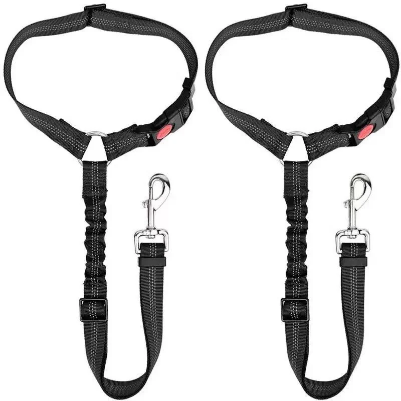 Dog Seat Belt for Car, 2 Pack Dog Car Harness Seatbelt Adjustable with Elastic Bungee Buffer, 2 in 1 Pet Car Leash Headrest Restraint Dog Reflective Safety Tether ( Headrest+Clip)
