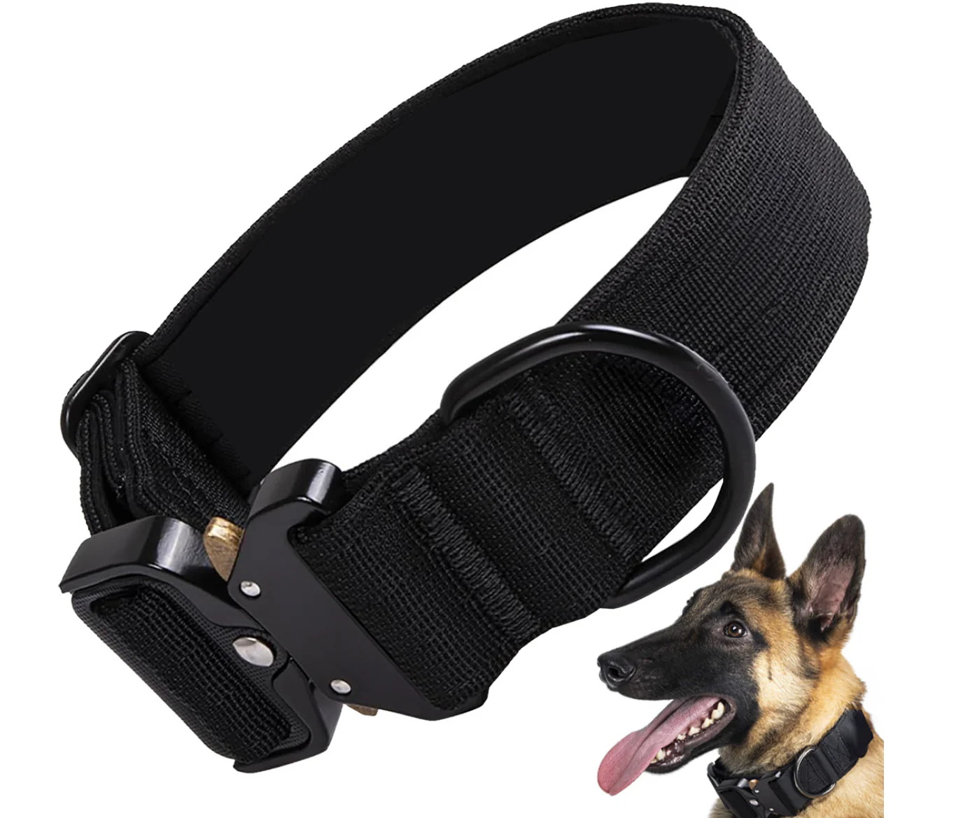 Tactical dog collar, sturdy and durable, adjustable, police-style,(L)