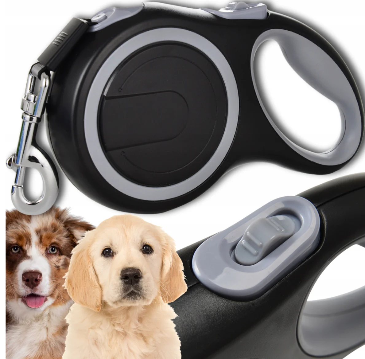 8-meter long automatic retractable dog leash, 50 kg weight capacity, with lock