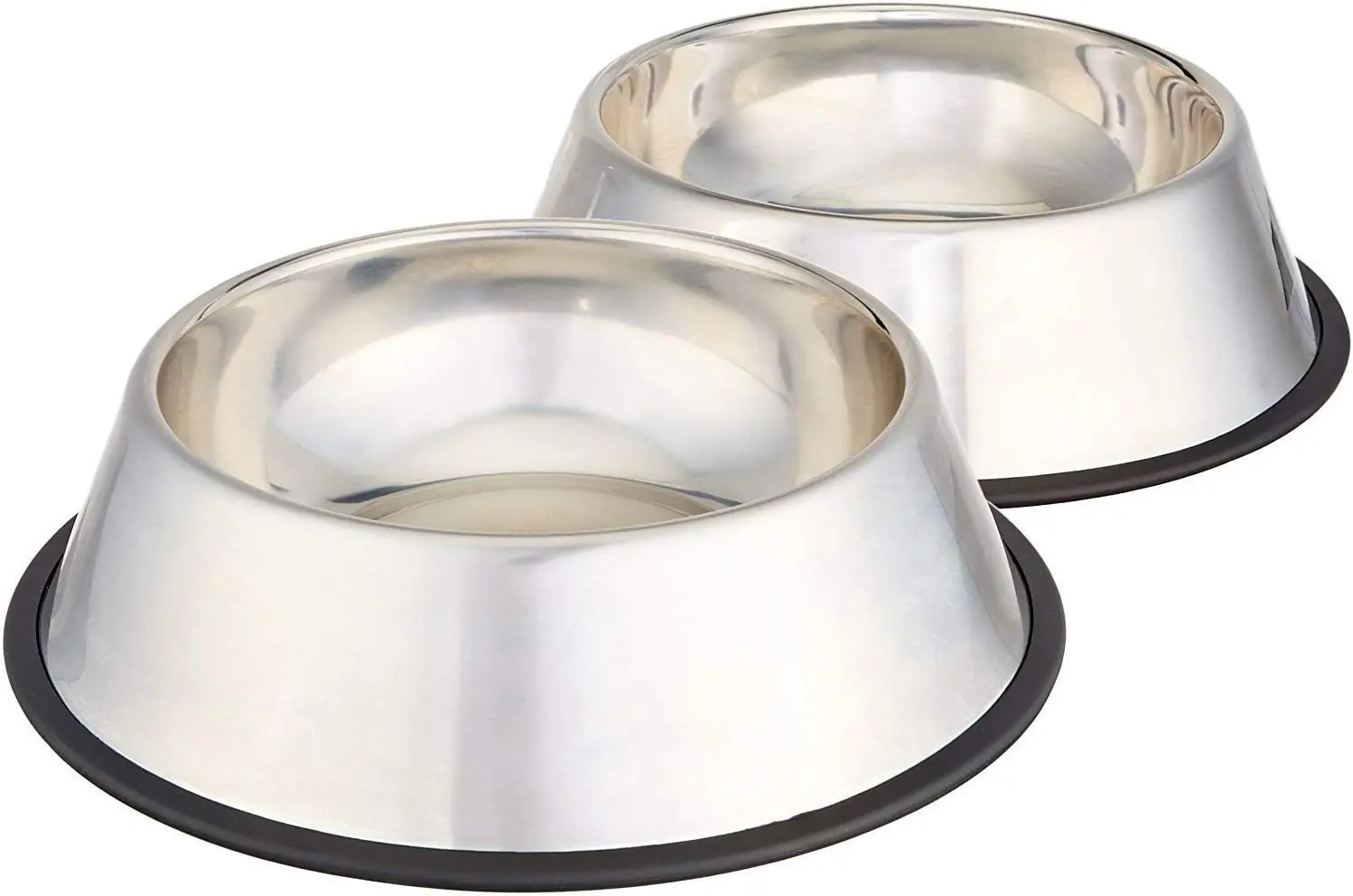 Stainless Steel Non-Skid Pet Dog Water And Food Bowl, Bottom diameter: 18cm, 2 pack