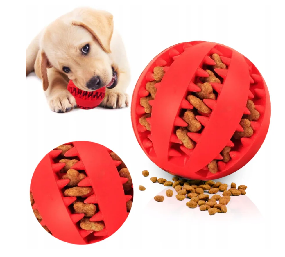 Dog ball toy with treats, made of rubber and cheese-flavored, 5 cm (S), 2 pack