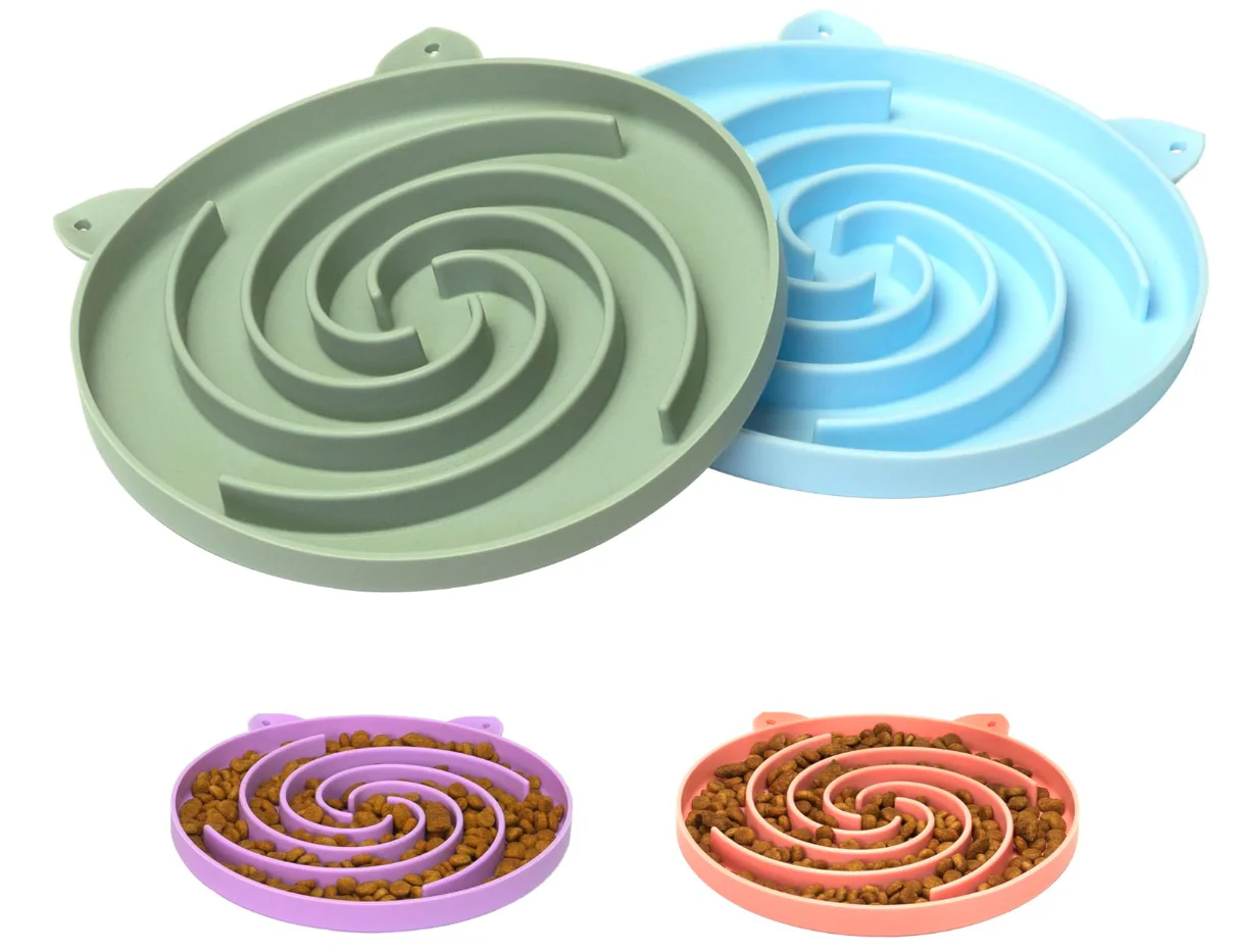 Slow Feeder Cat Bowl, Easy to Clean Silicone Bowl, Ideal for Dry and Wet Food?? 2pack