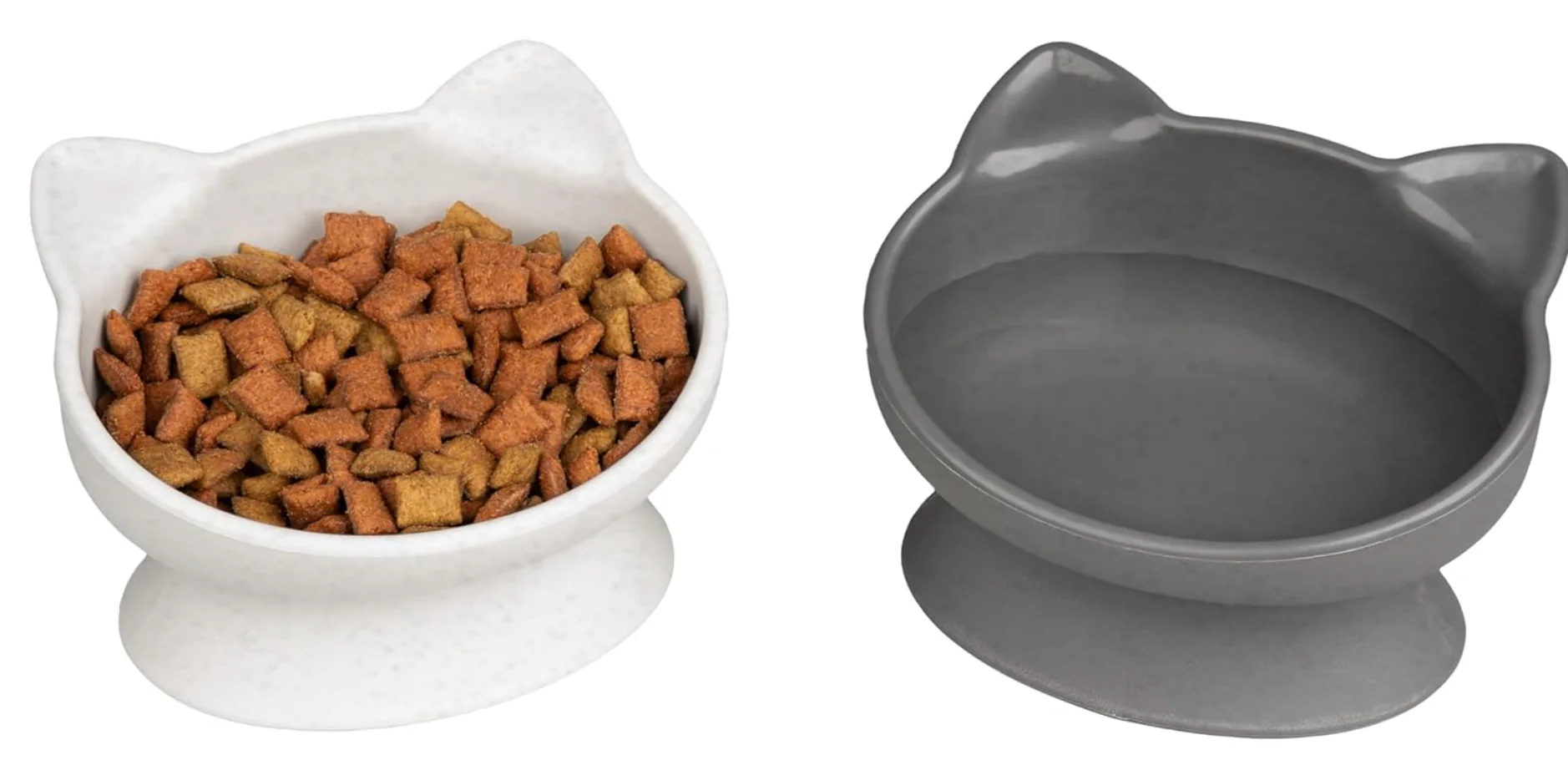 Elevated Cat Bowls (Set of 2), Whisker-Friendly Raised Cat Food & Water Dishes, Modern Pedestal Design, Dishwasher Safe