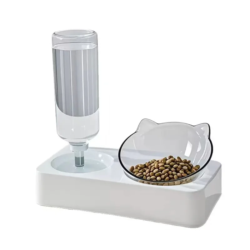 Elevated Dog Cat Bowl, Pets Water and Food Bowl Set, 15?? Raised Tilted Dishes Indoor for Kitten, Puppies, Small or Medium Size Dogs Cats-S