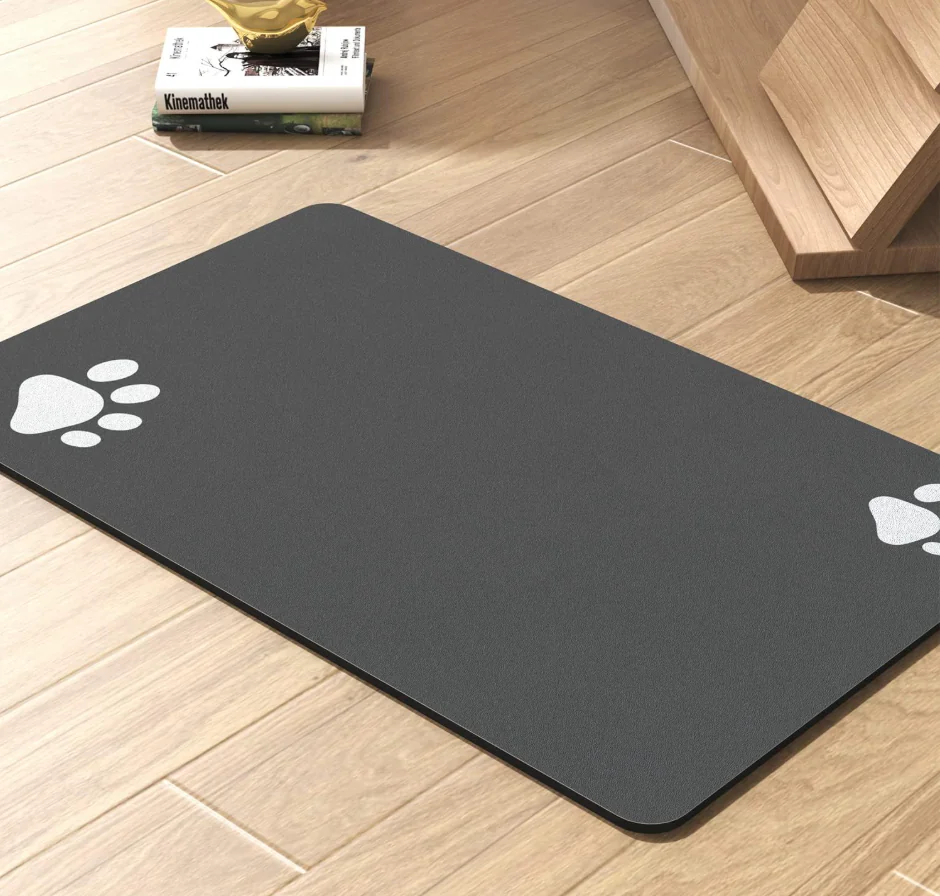 Pet Feeding Mat-Absorbent Dog Mat for Food and Water Bowl-No Stains Quick Dry Dispenser Mat-Dog Accessories Pet Supplies-Water Bowl for Messy Drinkers
