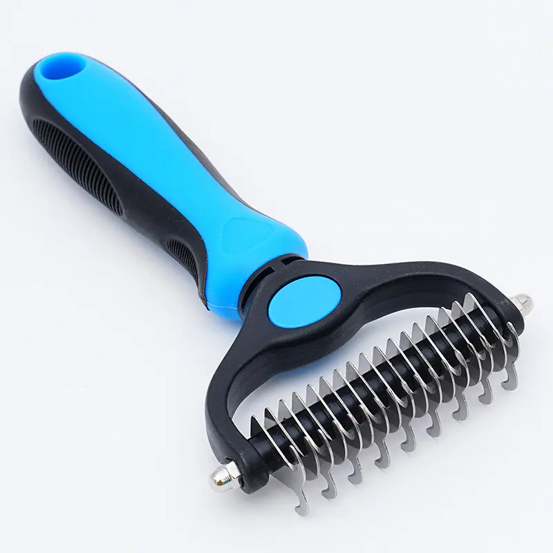 Pet Grooming Rake - Double-Sided Deshedding Dematting Tool, Undercoat Rake for Dogs & Cats, Extra-Wide Dog Grooming Brush & Deshedder Comb for Long Hair, Reduces Shedding 95%