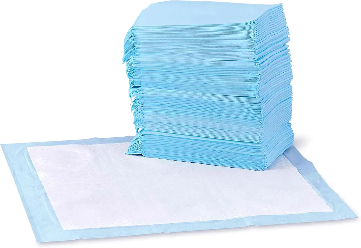 Dog and Puppy Pee Pads, 6-Layer Leak-Proof Super Absorbent, Quick-Dry Surface, Potty Training, 40 Count, Blue & White, L-60*60cm