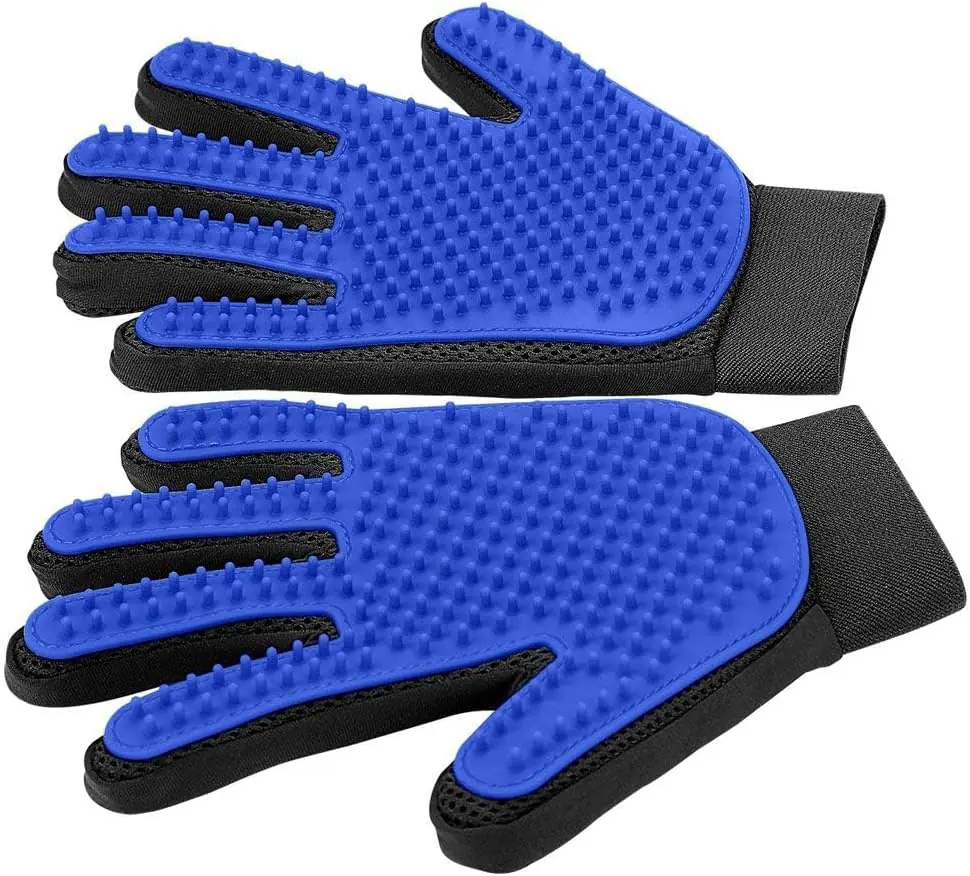 Upgrade Efficient Pet Hair Remover Gloves - Gentle Shedding Brushes for Dogs, Cats & Horses with Long and Short Hair - 1 Pair