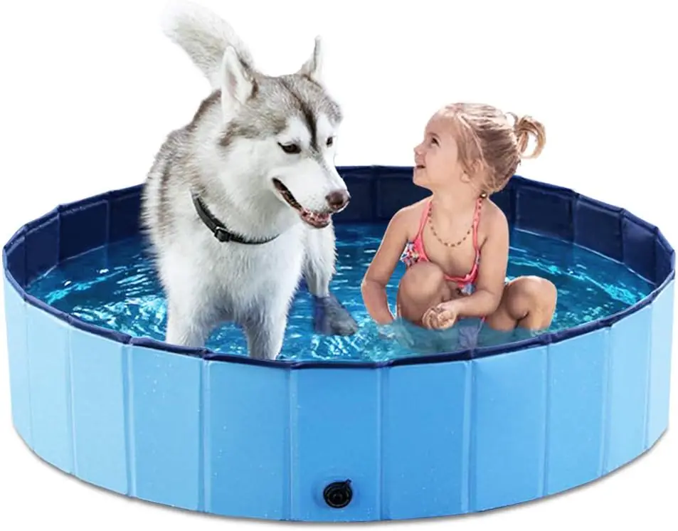Foldable Dog Pet Bath Pool Collapsible Dog Pet Pool Bathing Tub Kiddie Pool Doggie Wading Pool for Puppy Small Medium Large Dogs Cats and Kids, 80*20cm