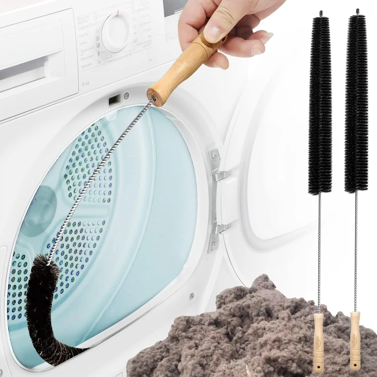 Dryer Vent Cleaner - Household Cleaning Supplies 304 Stainless Steel Dryer Lint Brush Home Essentials for Lint Trap Dust Vacuum Brush,2 pack