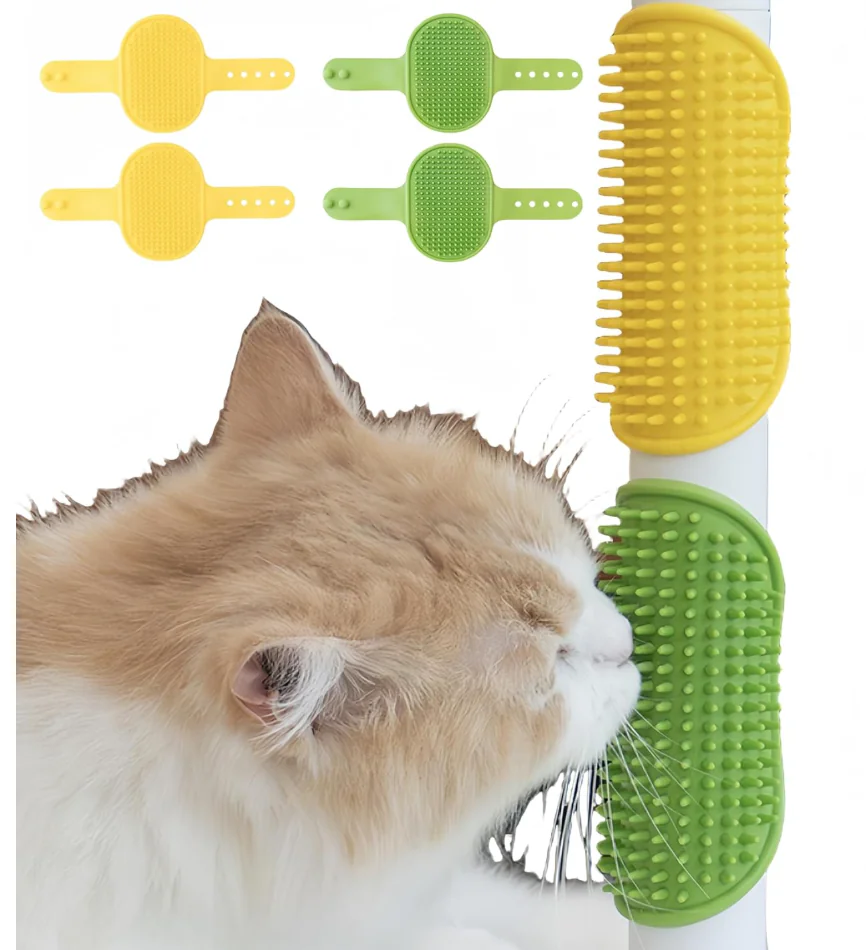 Silicone Cat Brush Set, Pet Scratcher and Massager ?C Adjustable Pet Deshedding Brush, Bath Brush for Cats and Dogs, Suitable for Furniture Legs & Corners,4 pack