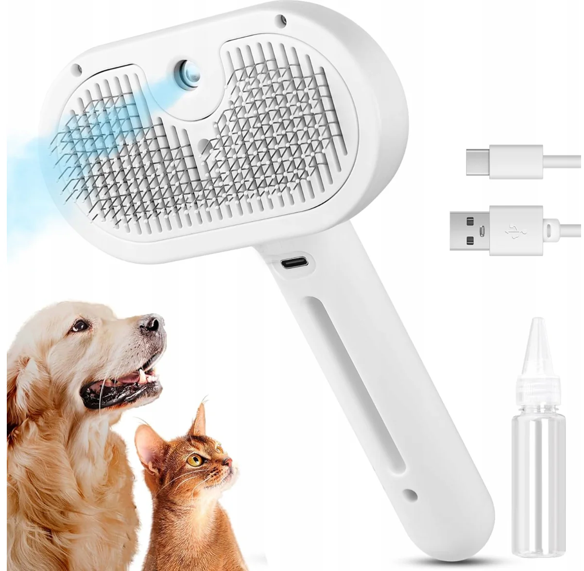 3-in-1 electric steam cleaning brush, suitable for cats and dogs, self-cleaning, USB interface(Non- Ultraviolet light)