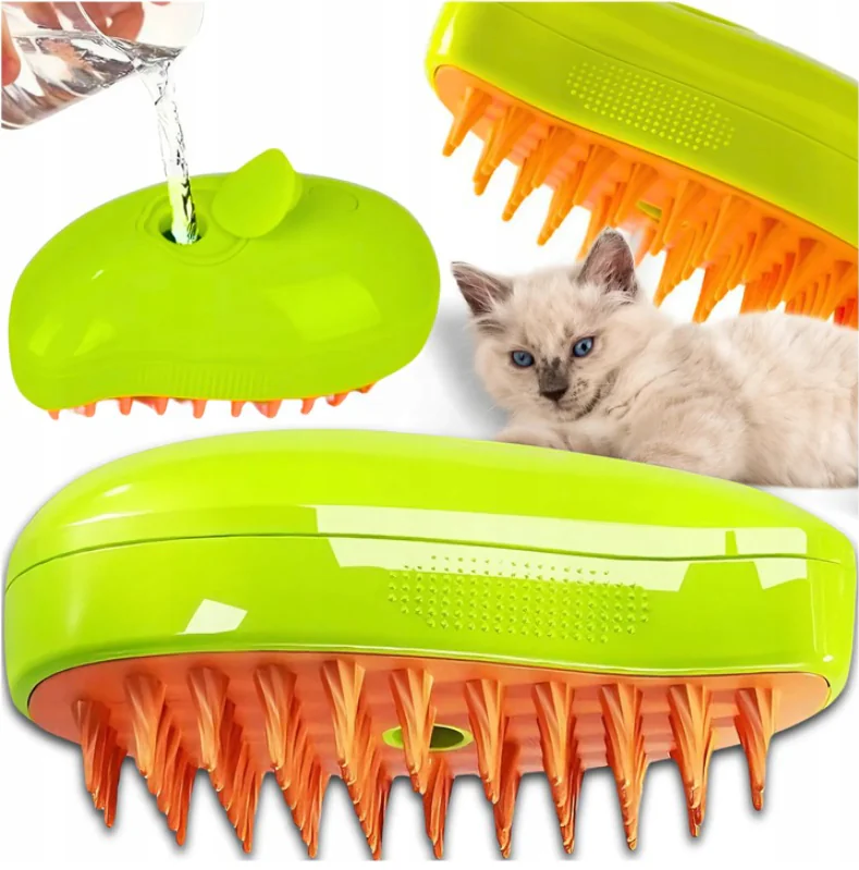 Electric steam brush for cats and dogs, with steam function and USB interface, for pet hair grooming