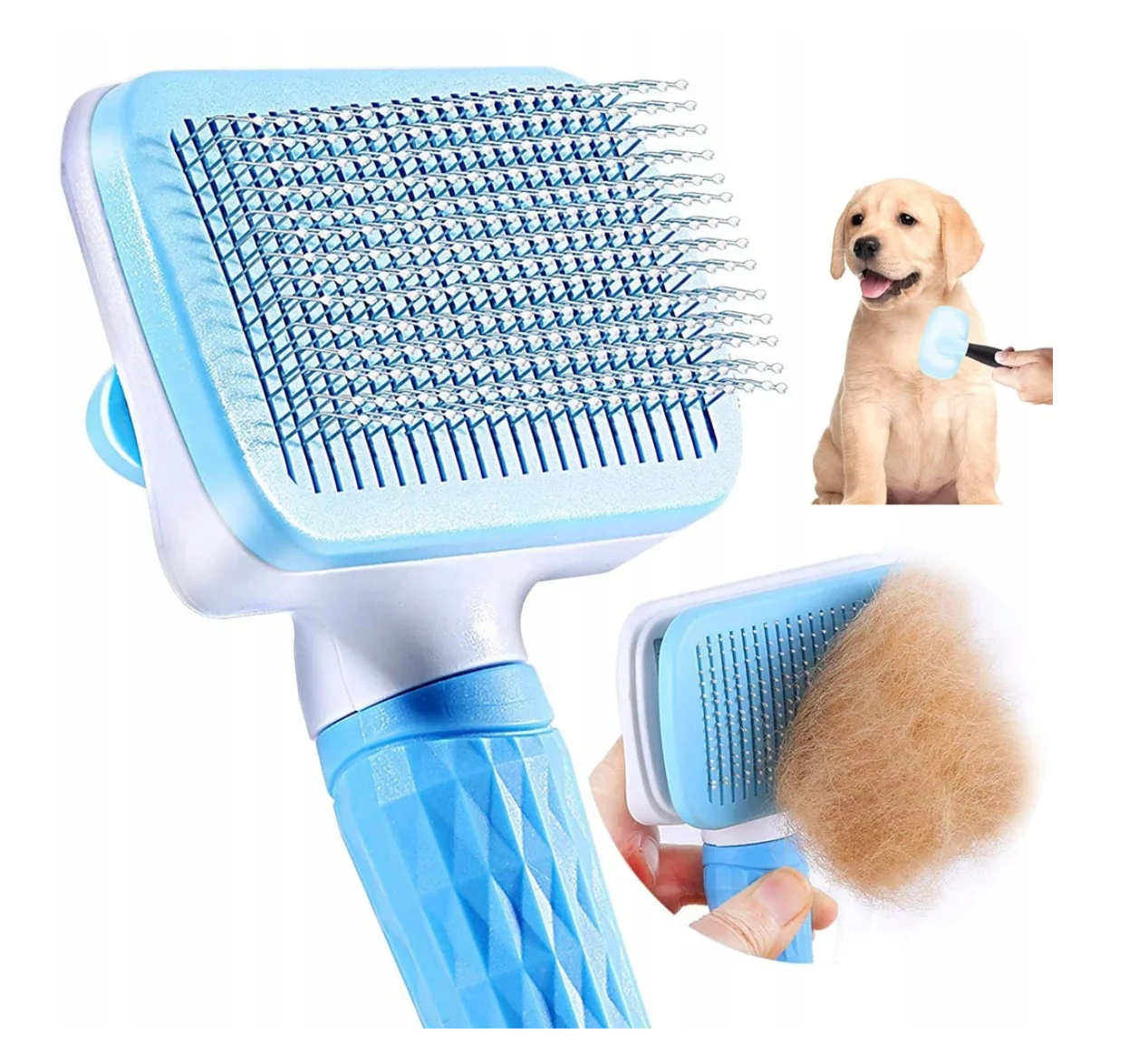Self-cleaning brush for dogs and cats
