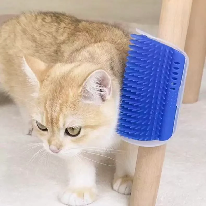 Self-grooming brush for cats, corner grooming and massage comb, toy and catnip included (S)