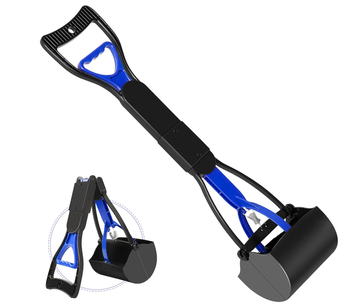 Pooper Scooper for Large Small Dogs, Folding Dog Poop Scooper, Sturdy Spring and Premium Materials??Easy to Use for Grass, Dirt, Gravel Pick Up Shovel, 60cm