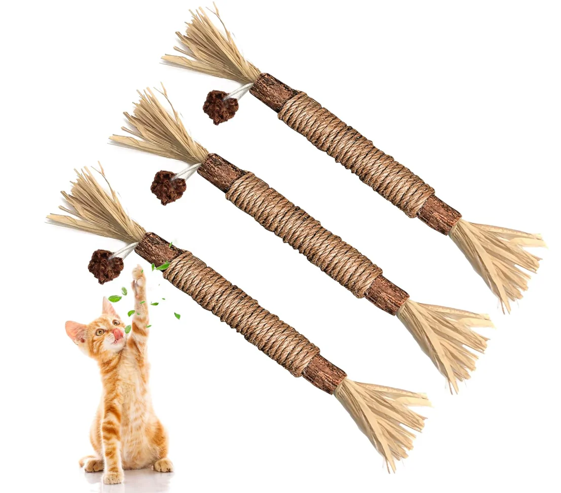 Sticks Cat Toys for Indoor Cats, Cat & Kitten Chew Toys for Aggressive Chewers, Cat Dental Toy for Kitten Teeth Cleaning, 5 pack, Diameter 1-1.2cm