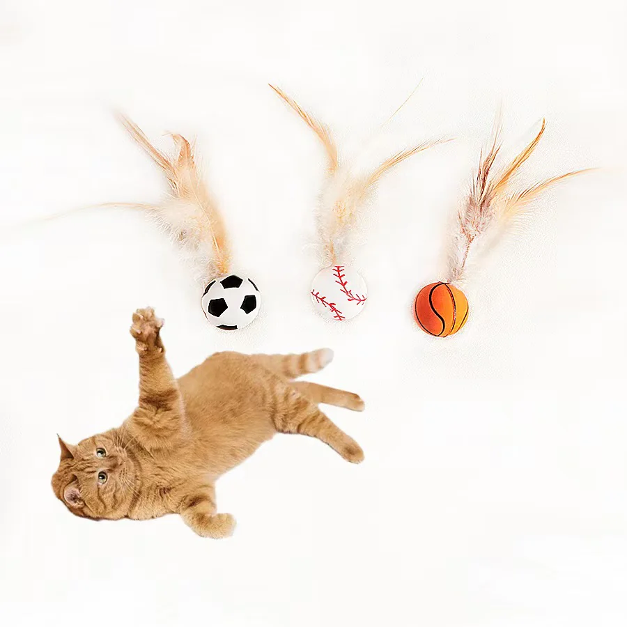 Interactive Cat Feather Ball Toys - 2025 New Elastic Bouncy Balls for Indoor Cats, Kitten Rolling Exercise Toys with Silicone Feathers, Fun & Durable Cat Toy for Play & Exercise