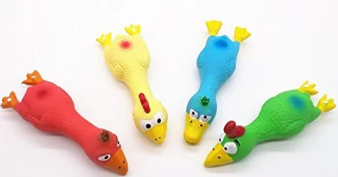Safe Latex Dog Squeaky Toys, Soft Chew Molar Dog Small Screaming Rubber Chicken Toys, for Puppy Small Medium Dogs(1pack)