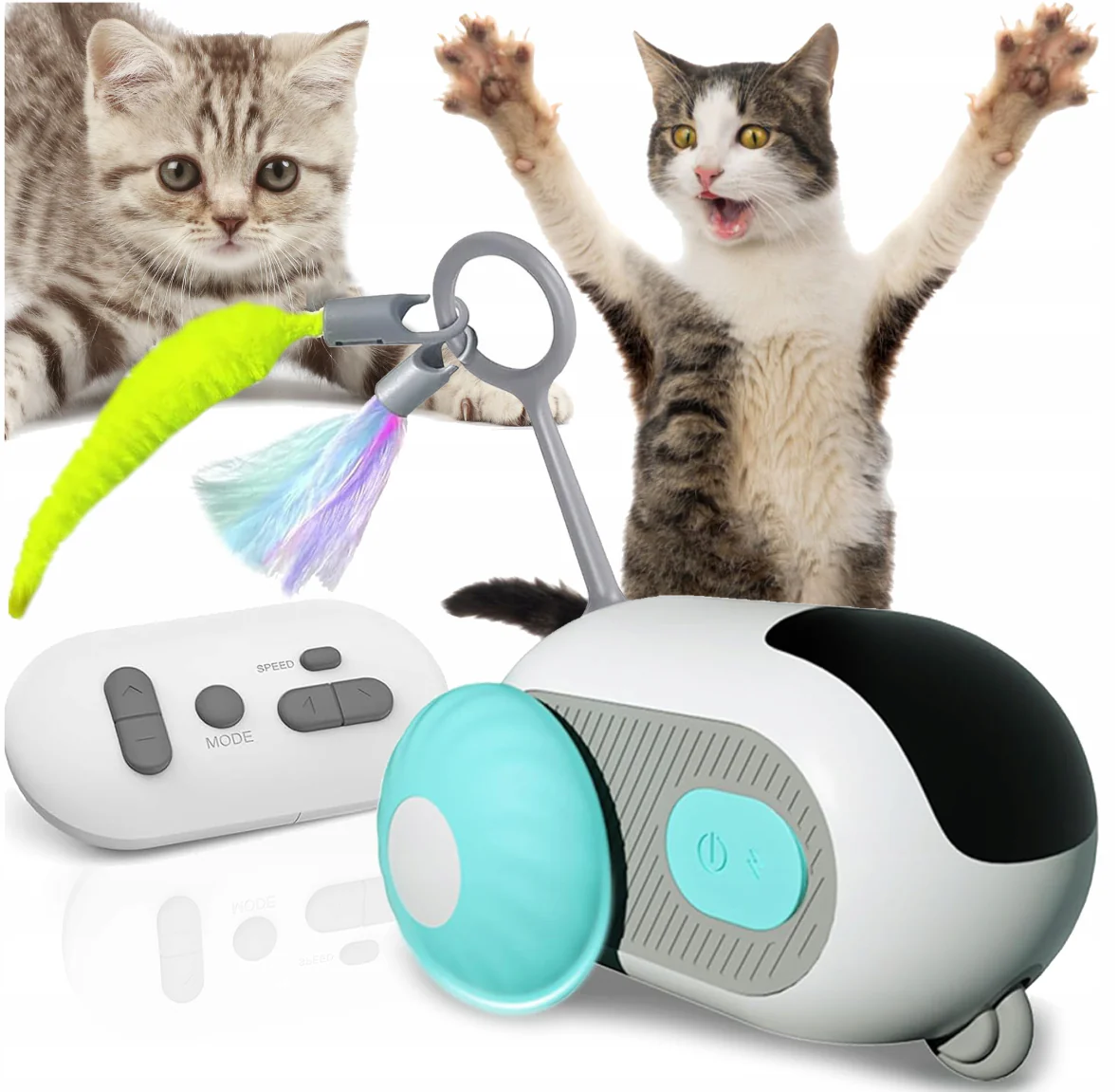 Cat Toys for Indoor Cats, Smart Interactive Cat Toy with Two-Speed Adjustment, Remote Control, Automatic Cat Exercise Toys for Bored Indoor Adult Cats Kittens