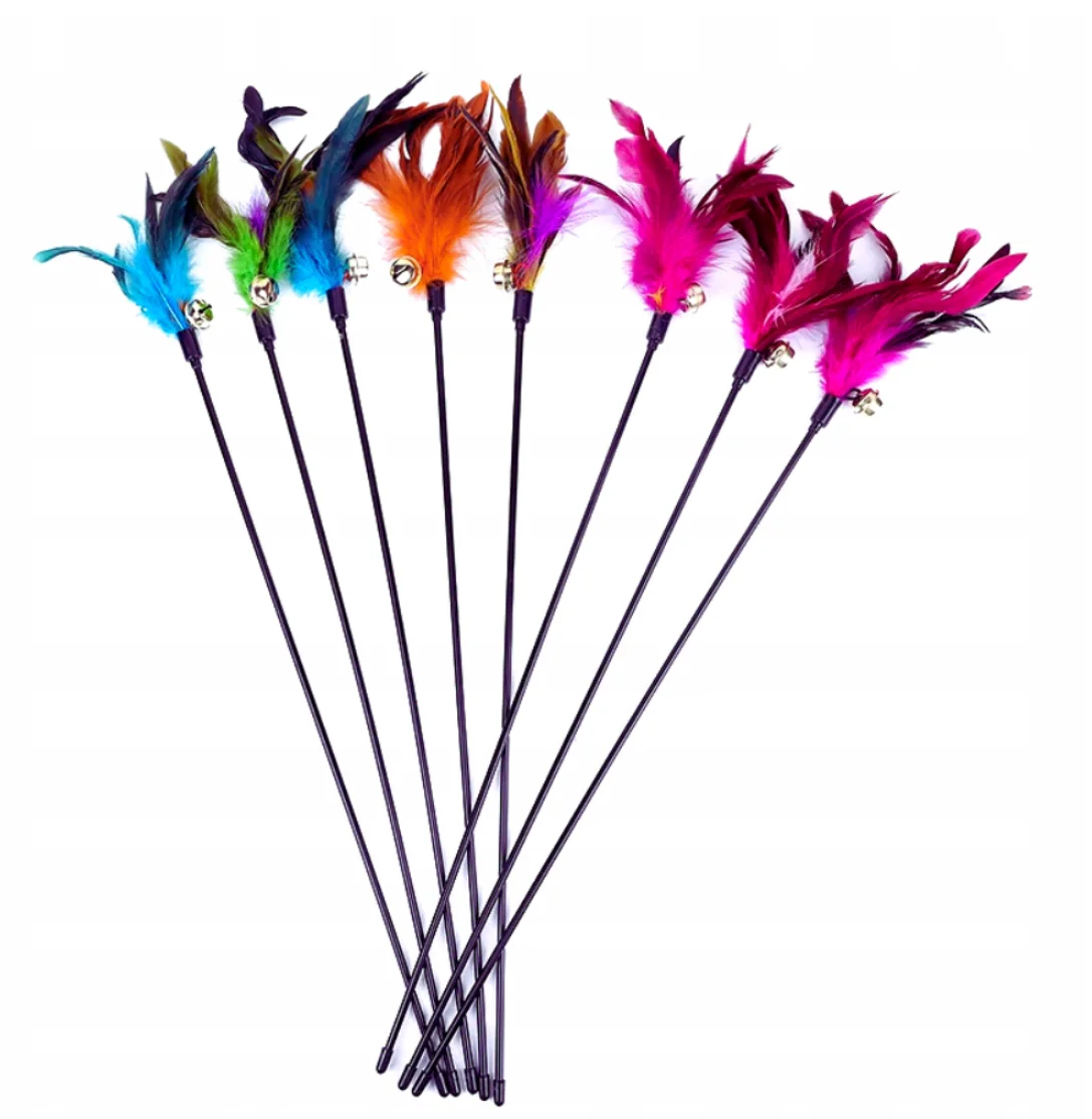 Interactive Cat Teaser Wand, with Bell and feather for Cat and Kitten, 40 cm
