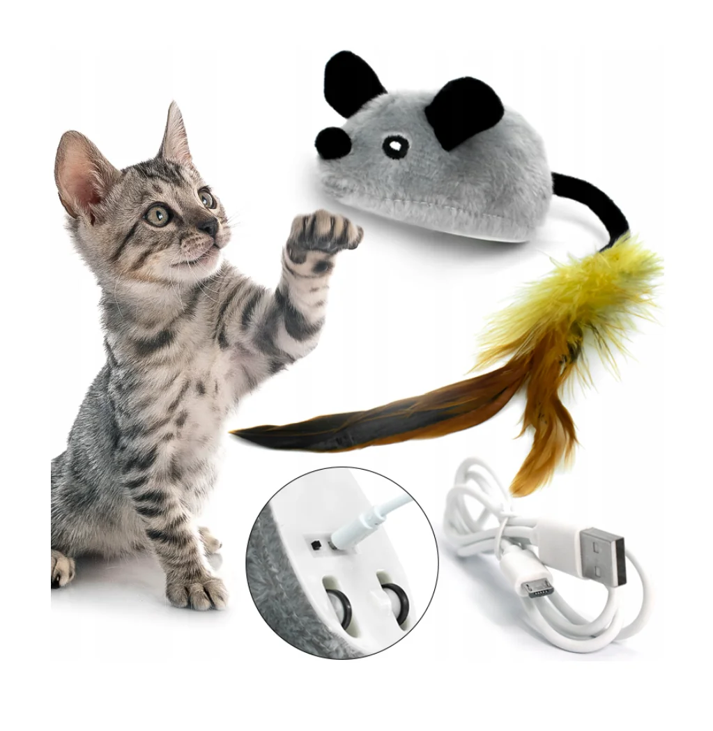 Cat and mouse toy, interactive electronic mouse, moves and runs away, USB interface