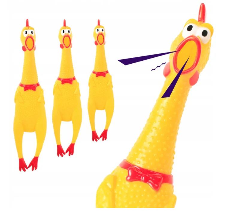 Rubber chicken toy, makes squeaking sounds, 30 cm, suitable for dogs, durable and chew-resistant