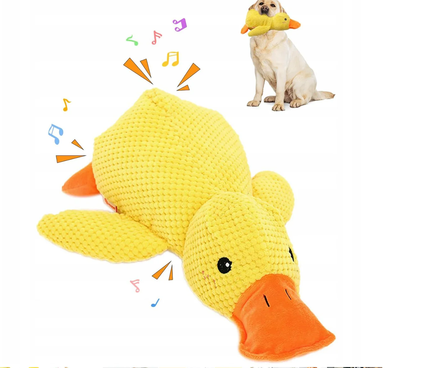Calming Duck, New Yellow Duck Dog Toy, The Mellow Ducks Calming Pillow, Dogs Ducks Toy with Quacking Sound for Indoor Dogs, 25 cm