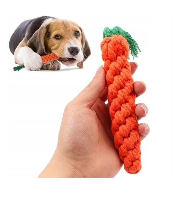 Carrot-shaped braided rope pet toy, suitable for small and medium-sized dogs