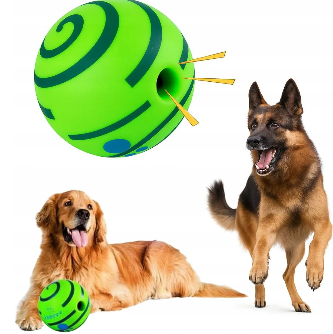 Dog interactive squeaky toy ball, large size (14 cm) (packaged in a color box, batteries not included)