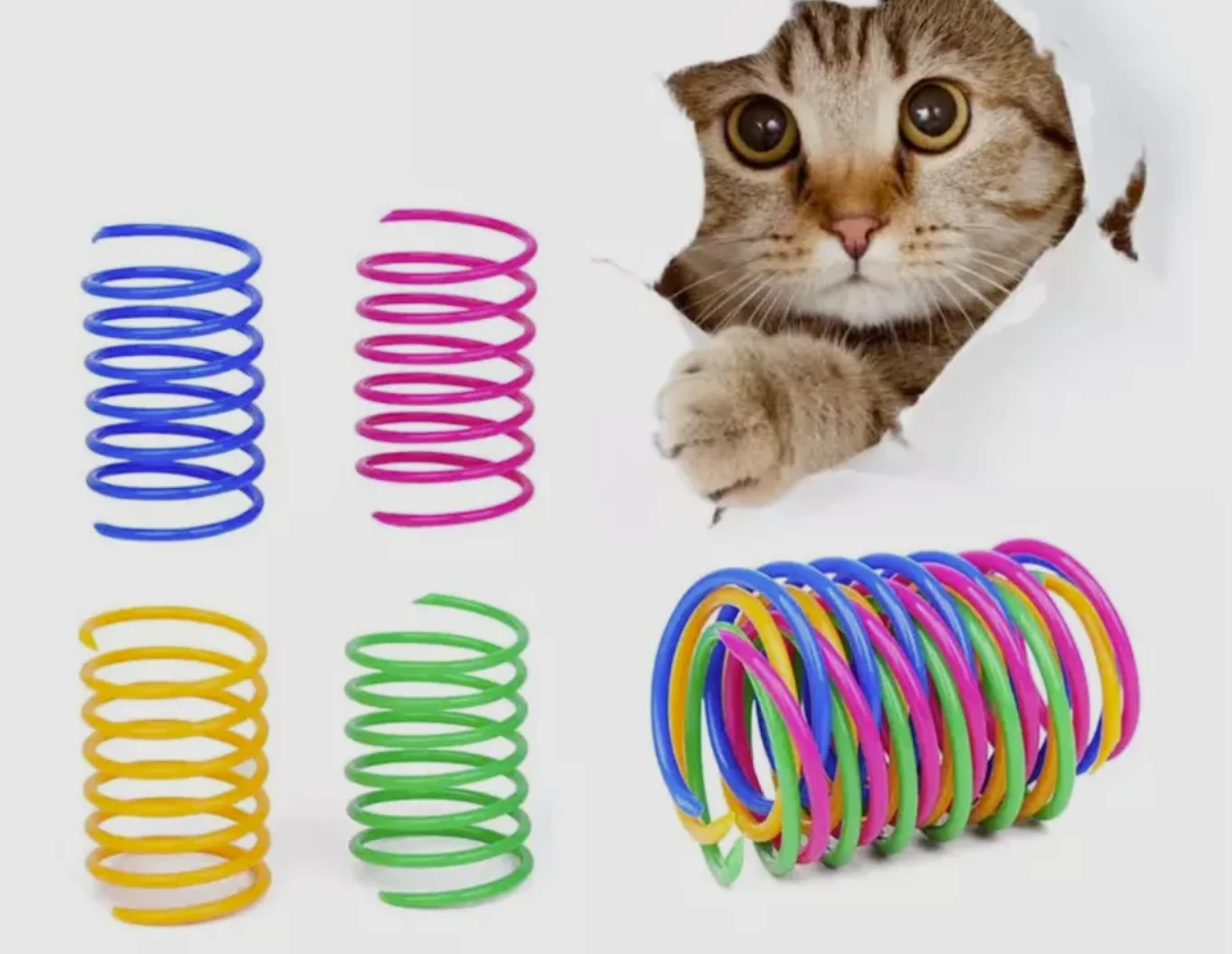 Cat &Kitten Spring Toys 4-24 pcs Bouncy Interactive Hunting Teasing Playing Cat, Diametere2.2mm