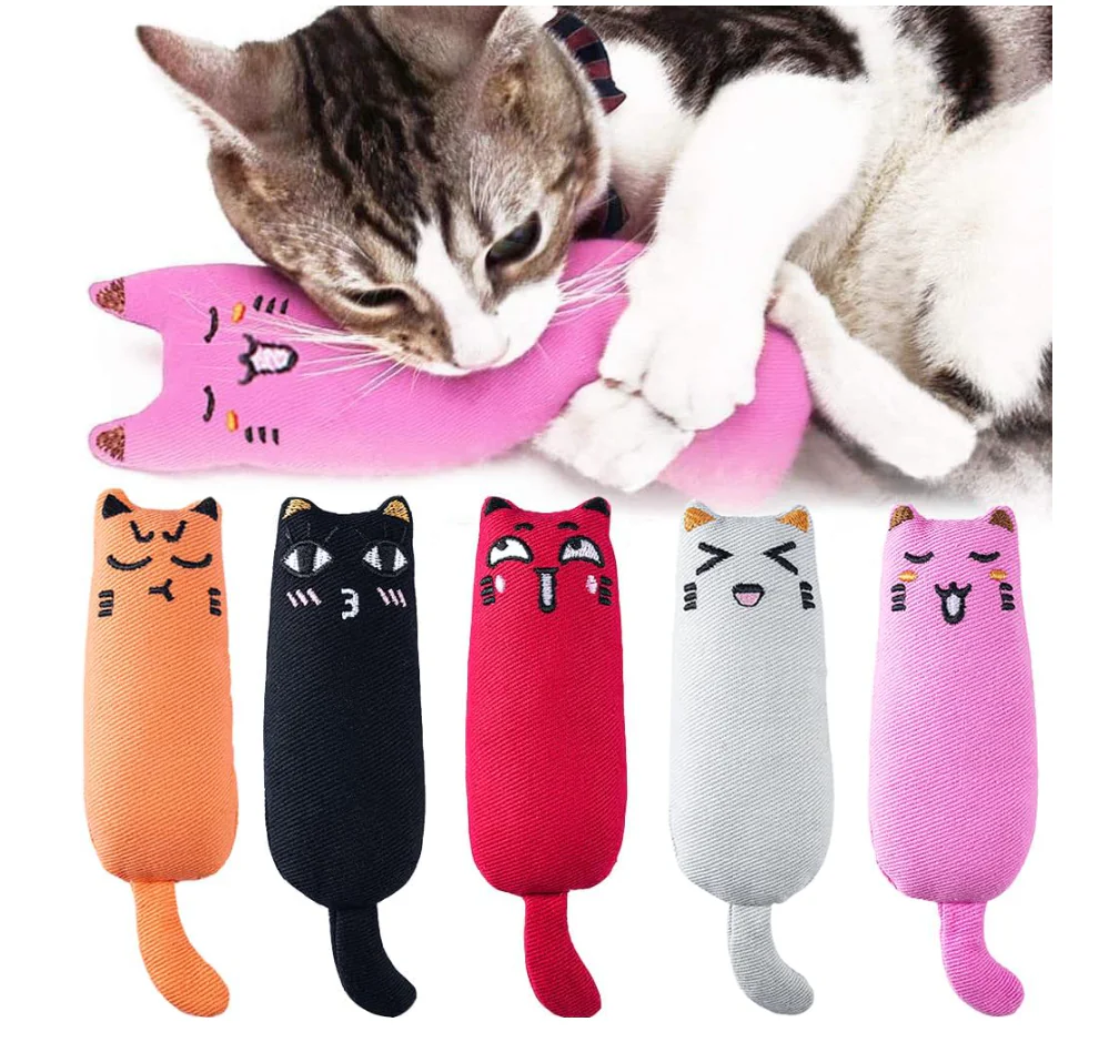 5Pcs Bite Resistant Catnip Toy for Cats,Catnip Filled Cartoon Mice Cat Teething Chew Toy
